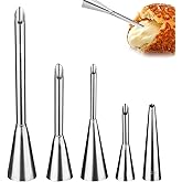 WUSANNA Pack of 5 Donut Syringes for Jam, Donut Syringe for Berlin Donut Filler, Stainless Steel Piping Nozzle for Filling Ja