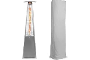 BU-KO Outdoor Gas Heating | Garden, Camping, Barbecue Parties | 13kw Propane Burner Pyramid in Stainless Steel | LPG heating and rain proof protection included