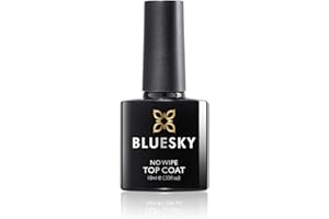 BLUESKY No Wipe Top Coat 10/15 ml – UV/LED capa superior que dura hasta 3 semanas (BLUESKY No Wipe Top Coat 10 ml)