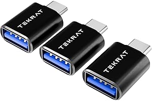 TEKRAT USB to USB C Adapter [3 Pack], USB C Male to USB 3.0 Female Converter OTG, High-Speed Data Transfer for iPhone 15, Macbook Pro, iPad Pro, Samsung Galaxy, Microsoft Surface etc.