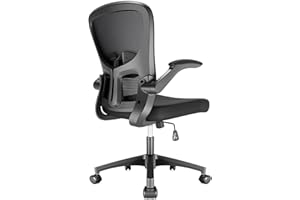 Durrafy Ergonomischer Bürostuhl, Schreibtischstuhl mit Verstellbaren Armlehnen, Gaming-Stuhl,Mesh-Bürostühle,Bürostuhl mit Lendenwirbelstütze,Gepolstertem Sitzkissen, 360° Drehstuhl, Schwarz