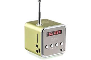 iplusmile Td-V26 Digital Mini Lautsprecher, Tragbare Radios, Mini Stereo mit Fm Mp3 Mp4 Micro Sd/Tf Karte/USB/Disk/Fm, Super Mini Lautsprecher mit 3,5mm Audio-Eingang(Grün)