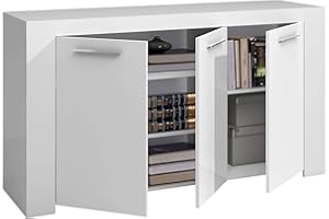 Habitdesign Aparador, Buffet Moderno, Armario Auxiliar Comedor, Modelo Ambit, Color Blanco Artik, Medidas: 144 cm (Ancho) x 80 cm (Alto) x 42 cm (Fondo)