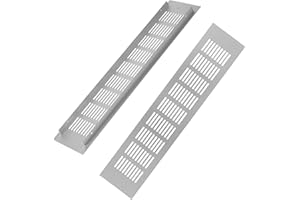 ROSYLEVE Kratka wentylacyjna, aluminiowa kratka wentylacyjna, prostokątna, ochrona przed korozją, do szafek i sypialni, kratka wentylacyjna do drzwi (80 mm x 400 mm), 2 sztuki