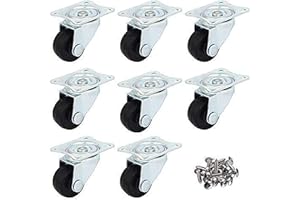 HOWDIA QOPAHI Swivel Castor Wheels, 8 Pack Rubber Casters and Wheels Trolley Wheels for Furniture with Stainless Steel Base Caster Wheels for Garden Trolley Dolly Garden Planter Storage Cart (25mm)