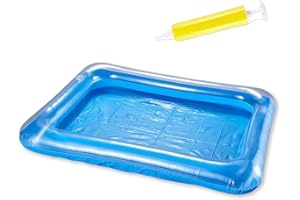 LUMOOM Aufblasbares Fußbecken, PVC Fußbadewanne, Planschbecken für Kinder, Pool Fußwanne mit Ballonpumpe, 60cm Durchmesser, für Pools Home Spa Schwimmbecken, Garten, Outdoor (Quadrat)