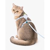 getmeev &Ccedil;ilek Fig&uuml;rl&uuml; Zilli Kedi G&ouml;ğ&uuml;s Tasması ve Gezdirme Kayışı Seti, Ayarlanabilir G&ouml;ğ&uuml;s Tasması ve Gezdirme İpi, G&uuml;nl&uuml;k G