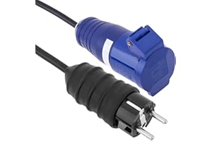 BEMATIK.COM BeMatik - Enchufe Industrial Adaptador CETAC Hembra a SCHUKO Macho 2P+T 16A 250V IP44 IEC-60309 Cable 1m
