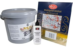 LM-KREATIV 5 kg lm créatif design Set béton avec feuilles d'or synthétique – Argent Orange/– -- béton pour créatifs, le béton, béton de bricolage pour travaux manuels créatifs béton créative béton