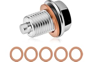 TOALUEA M14x1.5 Tapón Magnético Drenaje Aceite, Tapón Rosca Aceite Modificado Moto 1pcs Tapón 5pcs Arandela Cobre Repuesto, Tornillo Carter Aceite Acero Inoxidable General