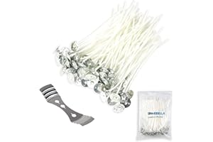 TheAmbrella Candle Wicks for Making Candles 50Pcs- 10cm Long Pre-Waxed Wicks with Metal Tabs & 3-Hole Wick Holder - Low Smoke & Longer Burning Time - Perfect for DIY Candles