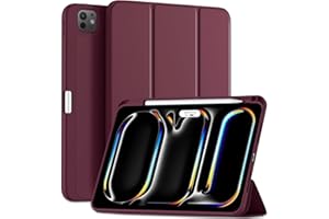 Maledan Etui na iPada Pro 27.9 cm 2024 (M4 5. generacji) z uchwytem na rysik, smukłe, elastyczne tworzywo TPU, odporne na wstrząsy etui ochronne, wsparcie Apple Pencil Pro/USB-C, czerwone wino