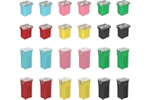 HAXIHA 24 pezzi Fusibili Auto Mini,Alto Profilo/Basso Quadrato Jcase Fusibili Fusibile (20A/30A/40A/50A/60A/80A ogni 2 pezzi) Blocchetto Ricambio Assortimento,Compatibile per Camioncini,Auto e SUV