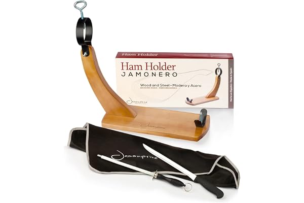 Jamonprive Support à Jambon Espagnol avec Couteau + Fusil à Aiguiser + Couvre Jambon