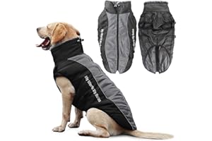 Idepet Cappotto per Cani Giacca Calda, Animali Domestici Riflettenti Sport all'Aria Aperta Abbigliamento per Cani Impermeabile Gilet per Cani di Taglia Media con Foro per Imbracatura