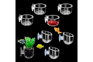 SRTSTR 8 Piezas Soporte para Plantas de Acuario con Ventosa, Maceta de Vidrio para Plantas de Acuari, Acrílica Taza Vidrio para Plantas Acuario para Acuario Paisaje Mini pecera Decoración
