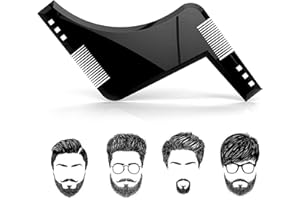 JANEROWEE 1 Stück Schwarz Bartschablonen,Fachmann Bart Schablone Bartformen für Kinnbart Koteletten Hals,Bartkamm Styling Tool Bartpflege.
