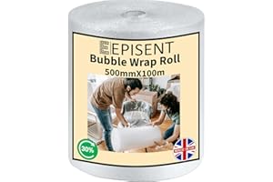 EPISENT Premium Bubble Wrap – 500mm x 100m Large Roll, Strong Packing Roll for House Moving, Shipping & Storage, Small Air Bubbles for packaging supplies