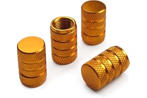 ‎PITLANE PERFORMANCE Pitlane Performance® Alu Ventilkappen 4 Stück Ventildeckel; Aluminium Auto-Reifen Schrader-Ventil; Ventilabdeckung Reifenventil-Kappen PKW SUV Motorrad Fahrrad (Gold, Komfort)