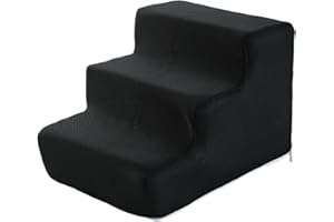 ＡＷＨＡＯ Escaleras para Mascotas, Escalera Multiusos, Esponja de Alta Densidad para Perros pequeños, S 3 Pasos Negro