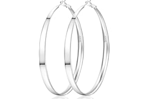 Senteria 5MM Wide Sterling Silver Hoop Earrings for Women Hypoallergenic Large Silver Hoop Earrings With Sterling Silver Post Lightweight Big Silver Hoop Earrings for Women Girls Gift 30/40/50MM