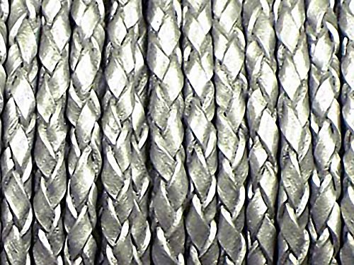 Magic and Arts Lederband geflochten grau metallic 3mm - 2