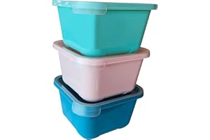 Mypicompany. Tapers para Comida Hermetico, 3 Piezas de 1300 ml. Envases para Alimentos Aptos Para Microondas y Lavavajillas. Taper Plastico Colores Pastel.