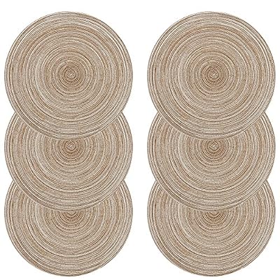 U'artlines Sets de Table, U'Artlines Lot de 6 Set de Table PP Tressé Lavable Résistantes à la Chaleur Antidérapant, Set de Table Rond 35x35cm(rond,ivoire)