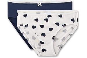 Sanetta Mädchen-Slips (Doppelpack) Off-White & dunkelblau | Hochwertige und nachhaltige Unterhose für Mädchen aus Baumwoll-Mix. Inhalt: 2er Set Unterwäsche für Mädchen