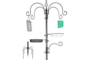 Zeqeey Robuste Metall Vogelfutterstation Vogelfutterstangen Ständer Kit mit hängender Futterstation Vogelfutterschale zum Anlocken von Wildvögeln