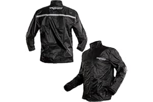 A-Pro Tuta Moto Giacca Antipioggia Impermeabile Antivento Antiacqua Nero XL