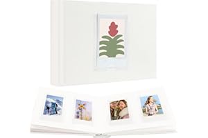 RUIBYTREE 64 Pockets Wedding Photo Book with Writing Space,Front Window, 2x3 Inch Polaroid Picture Album for Fujifilm Instax Mini 12 11 9 99 8 7+ 40 Evo LiPlay Instant Camera(Ice White)