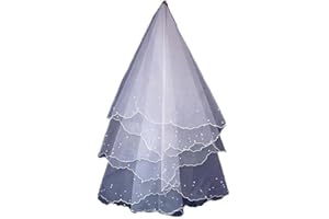 BOTONG Women's Exquisite Pearls Bridal Veil Short Tulle Wedding Veil White & Ivory Accessories