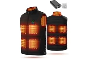 TRONGLE Electric Heated Gilet for Men Women, Heated Vest with 20000mAh Power Bank, 9 Heating Zones, 3 Heating Levels, Stand Collar Washable Jacket with Laundry Bag, Xmas Winter Gift for Cycling Camping Hiking