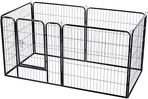 BUNNY BUSINESS Enclos Haute résistance pour Lapin/Chiot 6 Panneaux Gris Acier