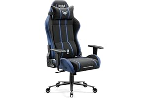 DIABLO Sedia Gaming Tessuto X-One 2.0 | Braccioli Regolabili, Poltrona Gaming con Poggiatesta e Supporto Lombare, Sedia da Gaming Ergonomica 150 kg | Gaming Chair | Normal (L) | Blu-Nero