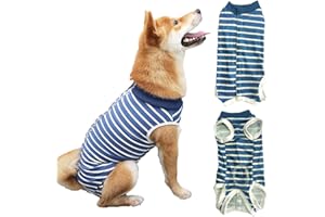 ZKGYUS Traje Postquirurgico Perro, Pijama Perro Mediano, Traje de Recuperación para Perros, Protector de Heridas Abdominales, Protector Post-Operatorio (Azul, XL)