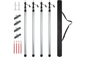 Umisu 4PCS Mât de Tente Télescopique Support de Bâche en Aluminium 2,3M Poteaux de Bâche Réglable Poteau pour Voile Ombrage Camping Vacances Accessoires pour Auvent Toile Jardin