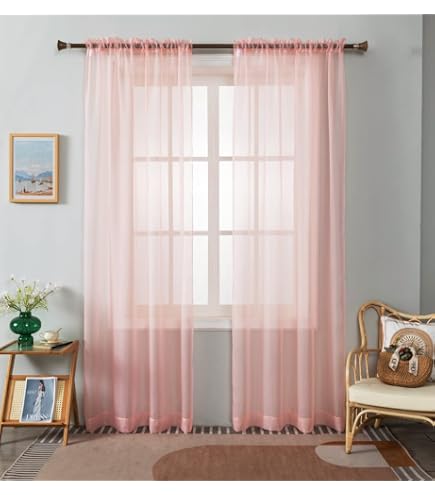 DWCN Tende trasparenti rosa cipria per camera da letto