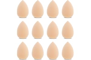 WLLHYF Mini zestaw gąbek do makijażu, profesjonalne, małe gąbki do makijażu pod oczami, blender, podkład, do makijażu, podkładu, do pudru, kremów, 12 szt. (jasny odcień skóry)