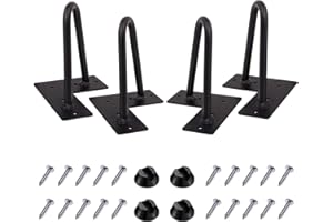 MSOBAIW Patas de Horquilla de Metal Resistente para gabinete, gabinete, gabinete, Mueble TV, cajones, mesita de Noche, 3/8" Dia Satin Negro de Dos Barras para Muebles DIY (20 cm, Negro)