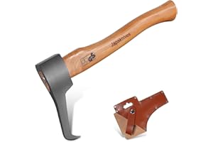 Japaknives Sappie Hand-Sappie zur Holzbearbeitung, Länge: 37,8 cm, Mit Buchenholz Griff und robustem Kopf aus geschmiedetem Kohlenstoffstahl, ideal zum Bewegen und Aufnehmen von Holzstücken