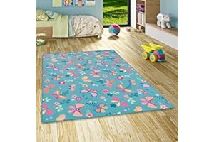 Snapstyle Kinder Spiel Teppich Schmetterling Türkis in 24 Größen