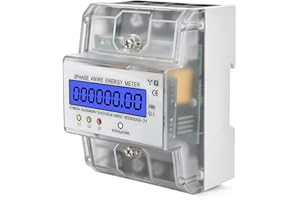 HOME HOLIC Compteur D'énergie Affichage triphasé à 4 Fils，LCD numérique Compteur D'électricité De La Consommation Électrique Le Rail DIN，230/400V 5-100A (Triphasé à 4 Fils)