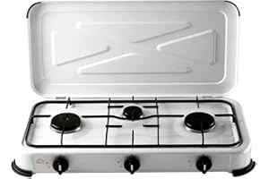 DCG EKP2423 - Cocina de GAS de 3 fuegos. Tapa antipolvo. Encendido manual. Funcionamiento con gas GLP. Dimensiones 59x29x9,5cm