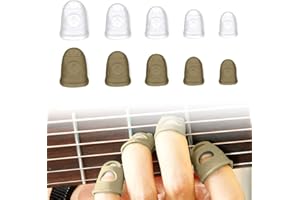 KEQAR 10 Stück Fingerhüllen, Gitarren Fingerschutz, Fingerspitzenschutz, Fingerschutz Silikon für Gitarre, Ukulele, Bass, Nähen, Sticken (5 Größen)