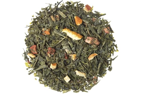 TEA SHOP - Té Verde Caprice 100g - 50 Tazas - Formato a Granel - Green tea - En Hojas - Con Fresa y Naranja - Antioxidante - Té Frío - Perfecto para Verano