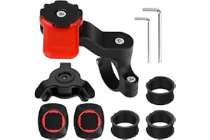 PTUI Support Téléphone Moto, Amortisseur de Vibrations, Compatible avec Smartphones Universels (iPhone, Android, Samsung...), pour Guidon de Vélo, Trottinette, Quad, Scooter, Twist & Lock (Rouge)