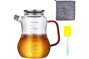 CAREDGO Bouteille d'Huile 700 ml, Bouteilles d'Huile d'Olive, Bouteille d'Huile en Verre de Grande Capacité avec Couvercle et Balance, Distributeur d'Huile d'Olive avec Poignée pour olive, vinaigre