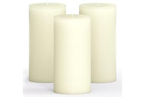CANDWAX 7.6x15.2 cm Pillar Candle Set of 3 - Decorative Ivory Christmas Candles Unscented - Ideal as Wedding Candles or Christmas Candles for Home - Ivory Candles
